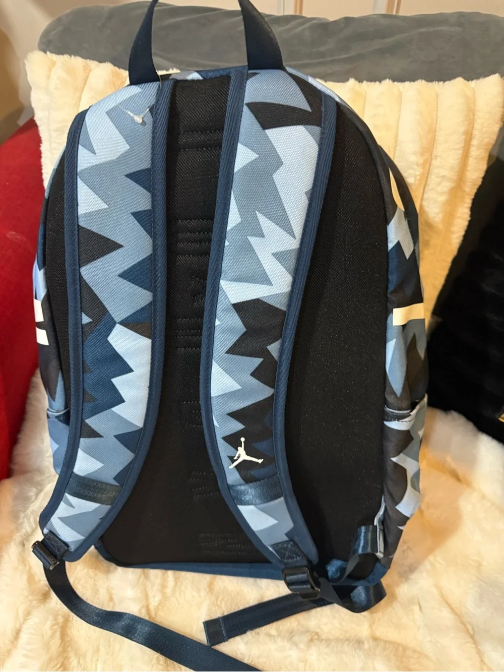 Jordan Men's Navy and Light Blue Geometric Backpack